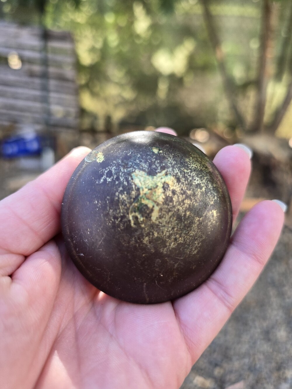 Vintage Antique Round Metal Aged Brown with Gold Patina Doorknob